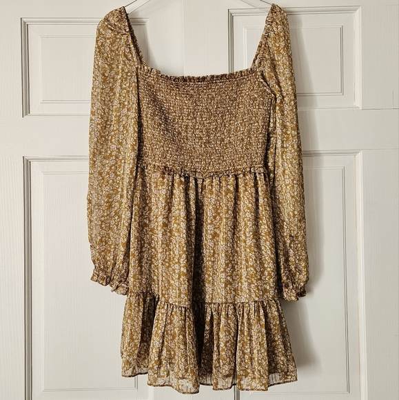 Reset By Jane Lena Babydoll Dress Gold Floral Size Large NWT - Picture 4 of 9